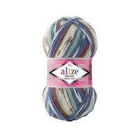 Alize Superwash Comfort Socks 75% шерсть/25% полиамид, 100г №7653 зелен/син/корич 119800