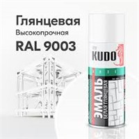 Краска акриловая аэрозоль высокоглянцевая универсальная Белая 520мл КУДО  31852