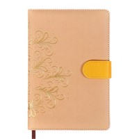 Ежедневник недатированный, обложка ПВХ, формат А5, 140л, клетка, с хлястиком, Бежевый 122751