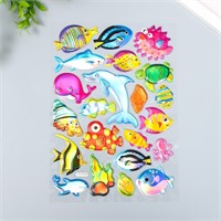 Наклейка пластик голография с металлическим отливом "Подводный мир" 9,5*27см 123155