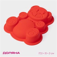 Форма д/выпечки Доляна «Мишка», силикон, 17,5*15*3см, цв МИКС 123297