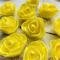 головка розы фоам с фатином 3,5см, н-р 10шт, цв желтый 111189