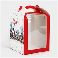 Складная коробка под маленький торт «Зимний город», 15*15*18см 125421