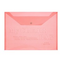 Папка-конверт на кнопке, А4, 180мкм, Calligrata «Клетка», тонированная, красная 125518