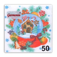 Новогодние салфетки бумажные «Снежный шар» 1 слой, 24*24см, 50шт 125528