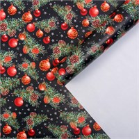 Упаковочная бумага на новый год «Шары на ветвях», 70*100см, глянцевая 125542