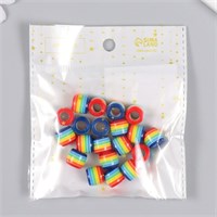 Бусины д/творчества пластик «Полосатый цилиндр с синим», н-р 20шт, 1*1.2*1.2см 125777