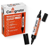 Маркер перманентный Calligrata, двухсторонний, круглый, 5мм/3мм, чёрный 125802
