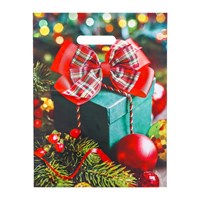 Пакет новогодний «Зеленый подарок», глянец полиэтиленовый с вырубной ручкой, 31*40см, 60мкм 126052