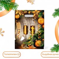 Пакет подарочный новогодний «Звон бокалов», полиэтиленовый с вырубной ручкой, 31*40см 126059