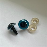 Глаза винтовые с заглушками 12мм н-р 1 пара, цв голубой 126251