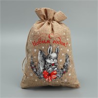 Мешочек новогодний подарочный с термонаклейкой «Белочка», 16*24см 126377