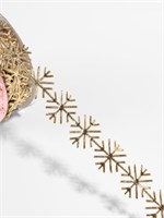 Лента декоративная, фигурная «Золотистые снежинки» 22мм, 1м 126380