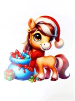 Плакат новогодний «С новым годом», лошадка у подарка, 48.2*27.9см 126406