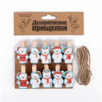 Прищепки декоративные «Новогодние мишки», н-р 10шт 126426
