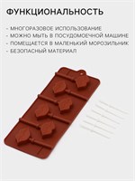 Форма д/леденцов «Поцелуй», силикон, 24*9.4*1.5см, 6 ячеек (4*2.4см), с палочками 126509