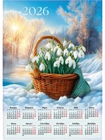 Календарь 2026 настенный «Подснежники», А2 126589
