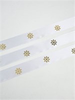 Лента атласная с тиснением «Снежинки», 25мм, 1м, белая 126683