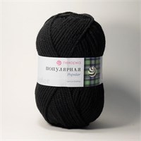 Пехорка Популярная 100гр 50% шерсть/50% акрил высокообъёмный цвет 02 Черный 24041