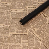 Бумага крафт, двусторонняя, чёрный-газета, 0.68*10м 127167