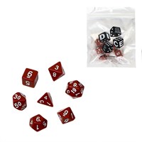 Кубики-дайсы для ДнД, н-р 7шт, бордовые 127179