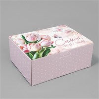 Коробка‒пенал, упаковка подарочная, «Самой нежной», 30*23*12см 127207