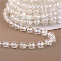 Бусы на нитях, с голографией, 8мм, 1м, прозрачные 127463