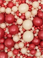 Посыпка кондитерская с мягким центром «Жемчуг»: красный, серебро, 50гр 127607