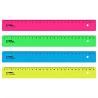 Линейка пластиковая «Стамм», 25см, непрозрачная, неоновые цвета, МИКС 1шт 28495