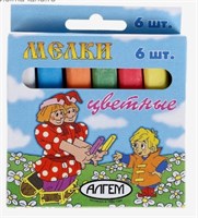 Мелки цветные «АЛГЕМ», в наборе 6 штук, квадратные 109