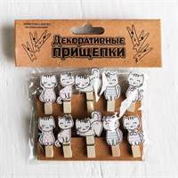 Прищепки декоративные «Котики» 10шт, 3.5см 7410