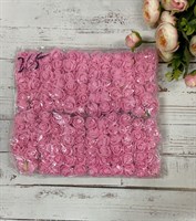 Розочки из фоамирана с фатином на стебельке розовые уп.12шт 