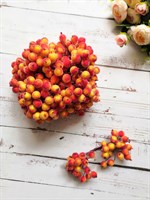 Декоративные ягоды в сахаре 11мм уп.10 пучков цв. жёлто-красный