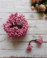 Декоративные ягоды глянцевые 8мм уп.10 пучков цв. св. розовый 