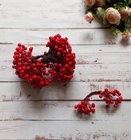 Декоративные ягоды глянцевые 8мм уп.10 пучков цв. красный 