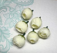 Головки розы тканевые 3см н-р 6шт Айвори