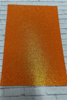 Фоамиран А4 глиттер 1,5мм оранжевый с зелёным напылением