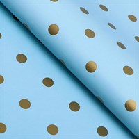 Бумага упаковочная глянцевая "Горох", голубой, 70 х 100 см 1 лист