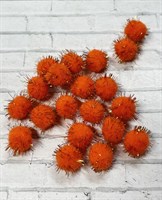 Помпоны акриловые с люрексом 2см 20шт Цв. оранжевый