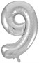 Шар фольгированный Цифра 9 16"(40см)  Цв.серебро  - фото 10456