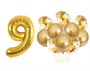 Н-р воздушных шаров цифра 9 фольгир. 32", 6 прозр. с конфетти 12", 6 латекс. 12", цвет золото - фото 10957