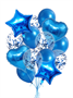 Н-р шариков микс с конфетти, с фольгированием, сердца и звезды, 14шт, цвет голубой - фото 13218