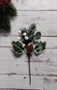 Декор веточка новогдняя заснеженная, ягоды, шишка, листья, 22см - фото 13489