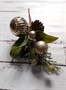 Декор веточка новогдняя, ягоды, шишка, листья, шарик, 18,5см - фото 13495