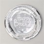 Н-р одноразовых тарелок 18см 10шт Happy birthday, цвет серебро - фото 15553