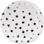 Н-р одноразовых тарелок 23см 10шт, цв белый с серебряными звездами, ассорти - фото 15648