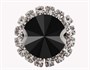 Кабошон круг 12мм со стразами пришивной в серебре стекло 1 шт цвет черный - фото 16970