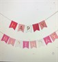 Гирлянда-флажки на ленте 16,5*11,5см "Happy Birthday" 3,2м Цв.розово-белый - фото 18487