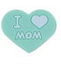 Бусина силиконовая Сердце с надп. "I love mom - I love dad" цв. мятный 33792