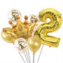 Н-р воздушных шаров цифра 2 фольгир. 32", 5 латекс. 12", корона фольгир. 32", цвет золото - фото 26593
